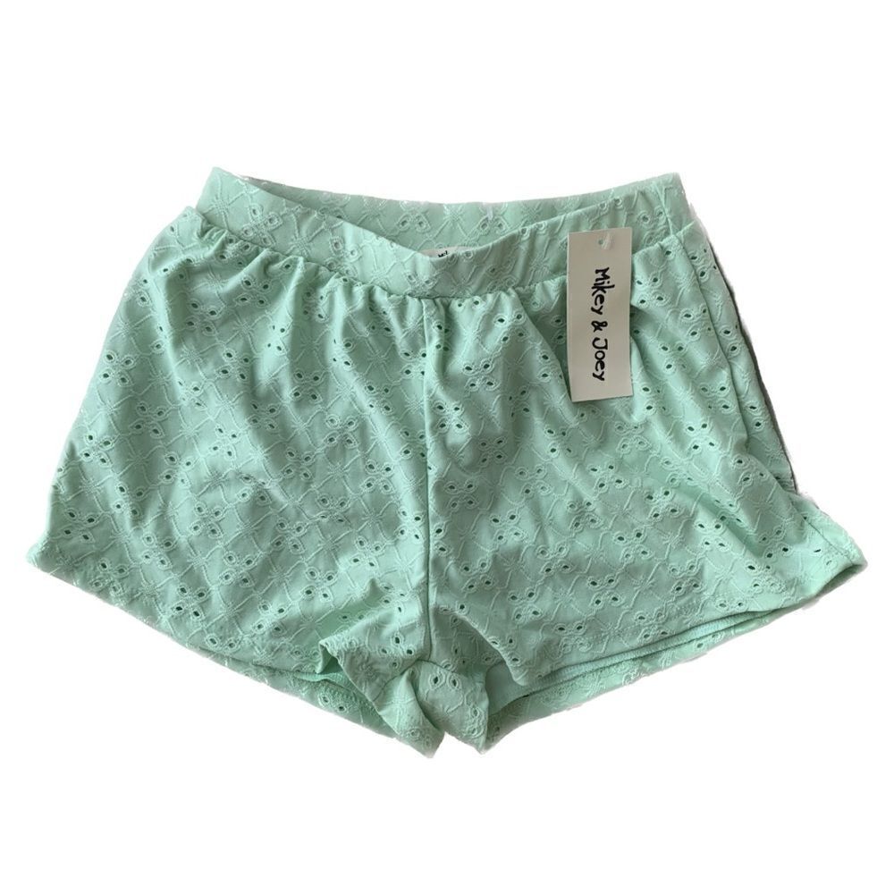 Mikey & Joey Eyelet Lace Lined Shorts Green Size Small